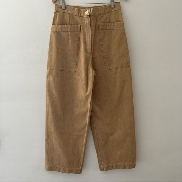 Ilana Kohn Pants Size 8 Extra High Rise Barrel Leg Cotton USA Made Tan Brown - Picture 1 of 10